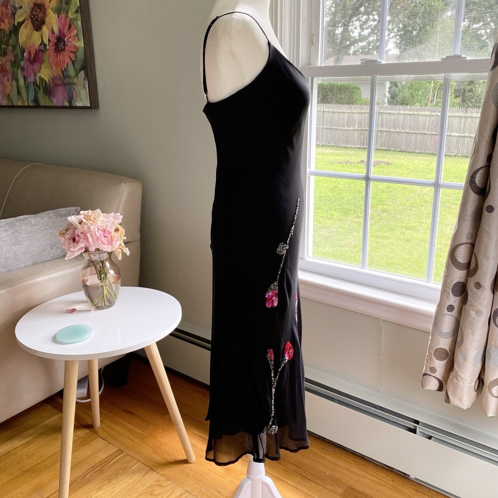Vintage Betsey Johnson New York Rare 90s Fairy Silk Midi Slip Dress‎ Floral Sz 8 - Picture 7 of 16
